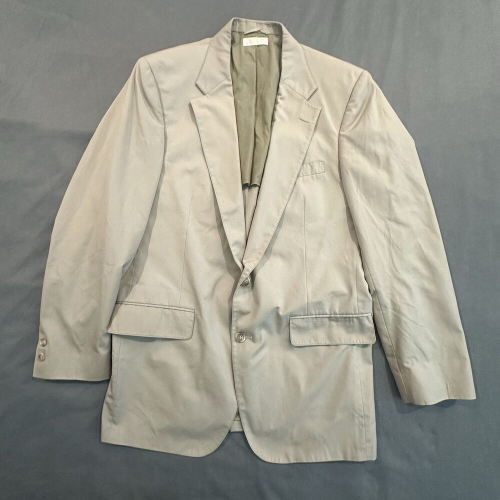 Vintage 70s 80s Brooks Brothers Blazer 2 Button Mens 44 Wash & Wear Beige Cotton